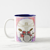 Personalisiert Vitruvian Drummer Zweifarbige Tasse (Links)