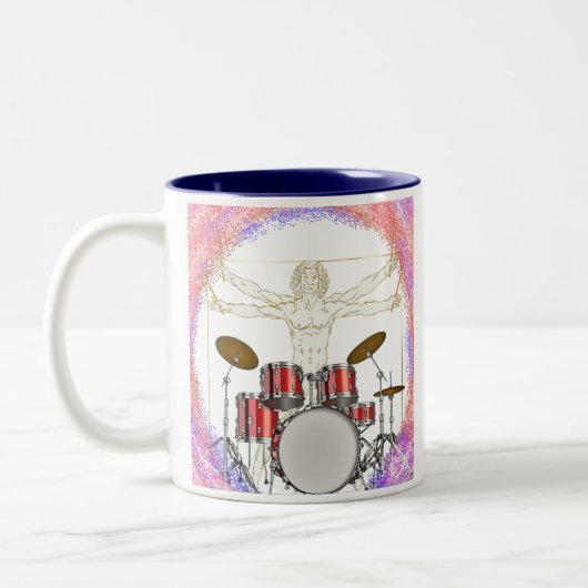 Personalisiert Vitruvian Drummer Zweifarbige Tasse (Links)