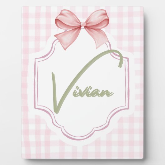 Personalisiert Vivian Baby Girl Kinderzimmer Bow&G Fotoplatte (Vorderseite)