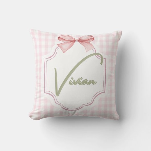 Personalisiert Vivian Baby Girl Kinderzimmer Bow&G Kissen (Vorderseite)