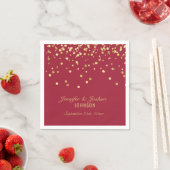 Personalisiert Vivid BURGUNDY Gold Confetti Weddin Serviette (Beispiel)