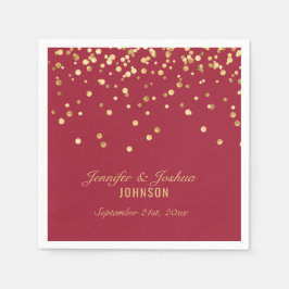 Personalisiert Vivid BURGUNDY Gold Confetti Weddin Serviette