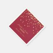 Personalisiert Vivid BURGUNDY Gold Confetti Weddin Serviette (Ecke)