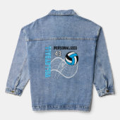 Personalisiert Volleyball - Baby Blue Jeansjacke (Rückseite)