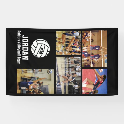Personalisiert Volleyball Foto Collage Name Team # Banner (Horizontal)