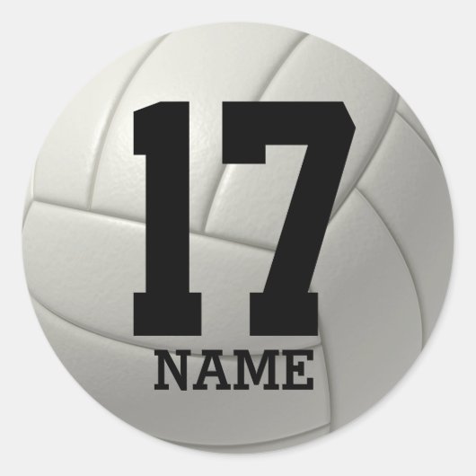 Personalisiert Volleyball (Name und Nummer angeben Runder Aufkleber (Vorderseite)