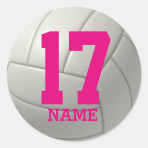 Personalisiert Volleyball (Name und Nummer angeben Runder Aufkleber