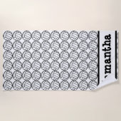 Personalisiert Volleyball Schwarz Strandtuch (Vorderseite)