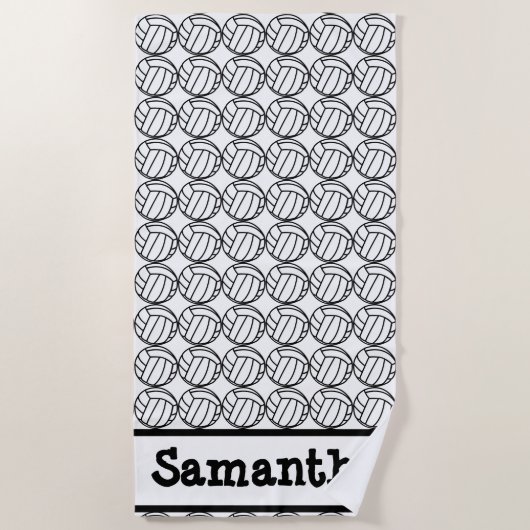 Personalisiert Volleyball Schwarz Strandtuch (Vorderseite)