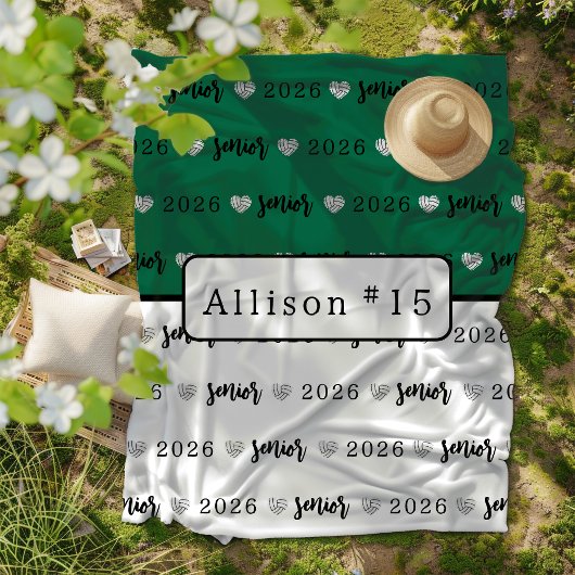 Personalisiert Volleyball Senior grün und weiß Fleecedecke