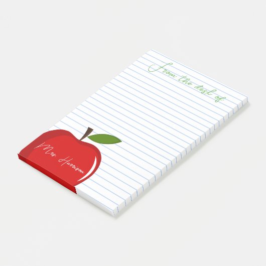 Personalisiert vom Red Apple's Desk des Lehrers Post-it Klebezettel (angewinkelt)