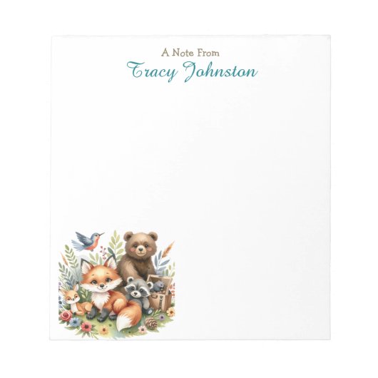 Personalisiert vom Schreibtisch | Bären und Fuchs Notizblock (Vorderseite)