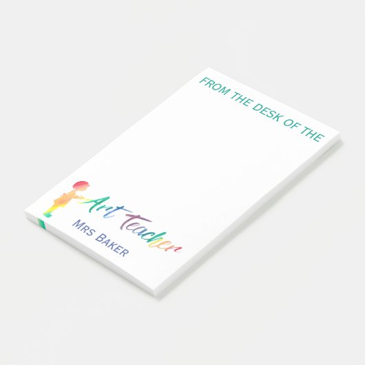 Personalisiert vom Schreibtisch des Kunstlehrers Post-it Klebezettel (angewinkelt)