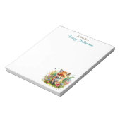 Personalisiert vom Schreibtisch | Fox in Blume Notizblock (Rotiert)