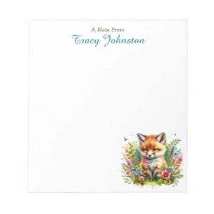 Personalisiert vom Schreibtisch   Fox in Blume Notizblock