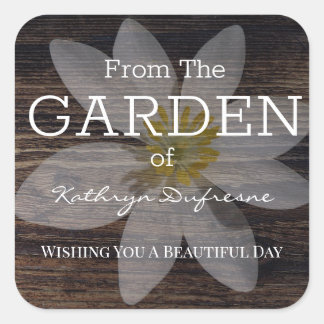 Personalisiert von Ihrem Garden-Blume-Label Quadratischer Aufkleber