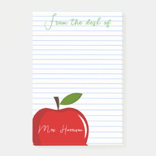 Personalisiert von Lehrkraft Roter Apfel Schreibti Post-it Klebezettel