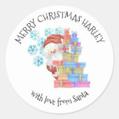 Personalisiert von Santa Kids Weihnachtsgeschenk Runder Aufkleber (Vorderseite)