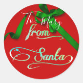 Personalisiert von Santa Rot und Grün Runder Aufkleber (Vorderseite)