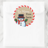 Personalisiert von Santa Snowman Christmas Groß Runder Aufkleber (Tasche)
