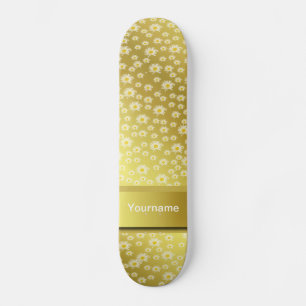 personalisiert, Vorlage, Blume, Blüte, Gold, Skateboard