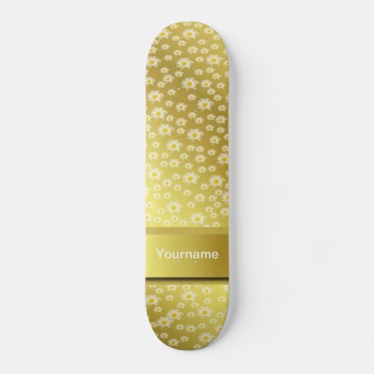 personalisiert, Vorlage, Blume, Blüte, Gold, Skateboard (Vorderseite)