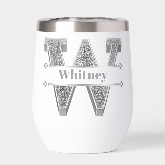 Personalisiert W Initial Silver Monogram Ihr Name (Rückseite)
