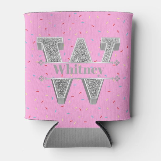 Personalisiert W Initial Silver Monogram Ihr Name Dosenkühler (Vorderseite)