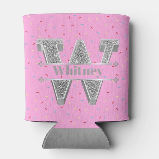 Personalisiert W Initial Silver Monogram Ihr Name Dosenkühler (Rückseite)