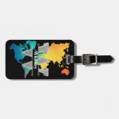 Personalisiert W Initial Silver Monogram Ihr Name Gepäckanhänger (Vorderseite horizontal)