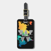 Personalisiert W Initial Silver Monogram Ihr Name Gepäckanhänger (Vorderseite vertikal)