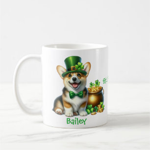 Personalisiert Walisisch Corgi St. Patty's Day Tas Kaffeetasse