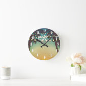 Personalisiert Wall Clock Beach Sunset Palm Trees  Runde Wanduhr (Zuhause)