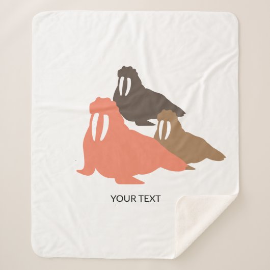 Personalisiert Walrus Herd Shepra Blanket Sherpadecke (Vorderseite)