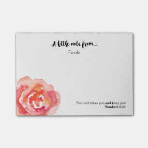 Personalisiert   Wasserfarbene Rose Scripture Post Post-it Klebezettel