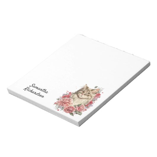 Personalisiert Watercolor Boho Cat Notizblock (Rotiert)
