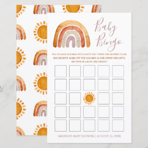 Personalisiert Watercolor Boho Rainbow Baby Bingo