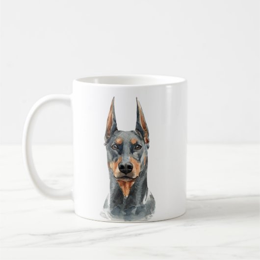 Personalisiert Watercolor Doberman Kaffeetasse (Links)