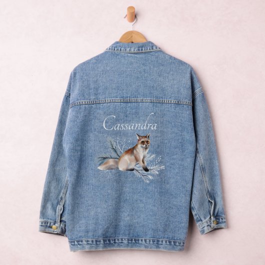 Personalisiert Watercolor Fox Mit Monogramm Jean Jeansjacke (Hangar)