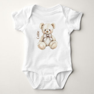 Personalisiert Watercolor Teddy Bear Baby Baby Strampler