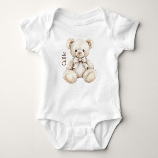 Personalisiert Watercolor Teddy Bear Baby Baby Strampler (Vorderseite)