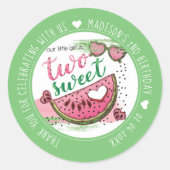 Personalisiert Watermelon 2. Geburtstag Party Runder Aufkleber (Vorderseite)