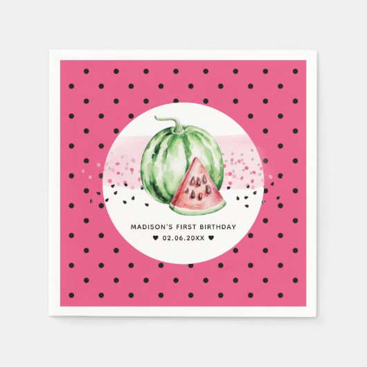 Personalisiert Watermelon Geburtstag Serviette (Vorderseite)