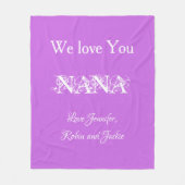 Personalisiert "We Liebe You Nana" Mauve Fleecedecke (Vorderseite)