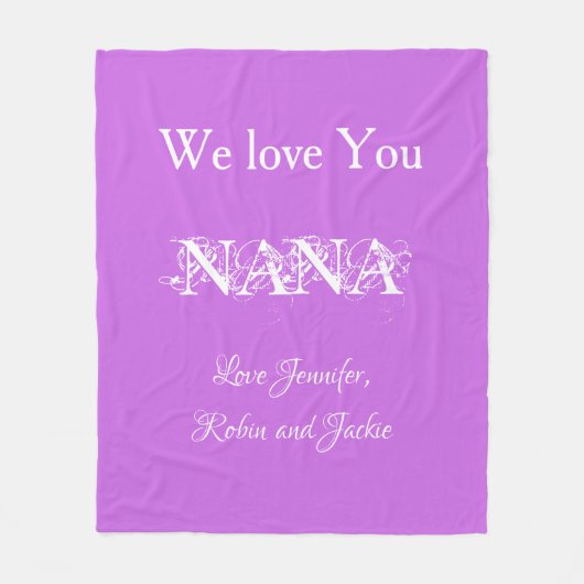 Personalisiert "We Liebe You Nana" Mauve Fleecedecke (Vorderseite)