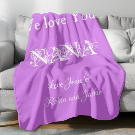 Personalisiert "We Liebe You Nana" Mauve Fleecedecke