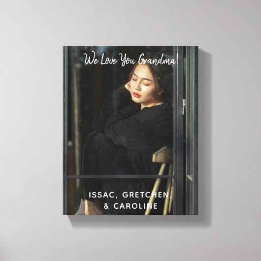 Personalisiert We Liebe You Oma Foto Script Leinwanddruck (Vorderseite)