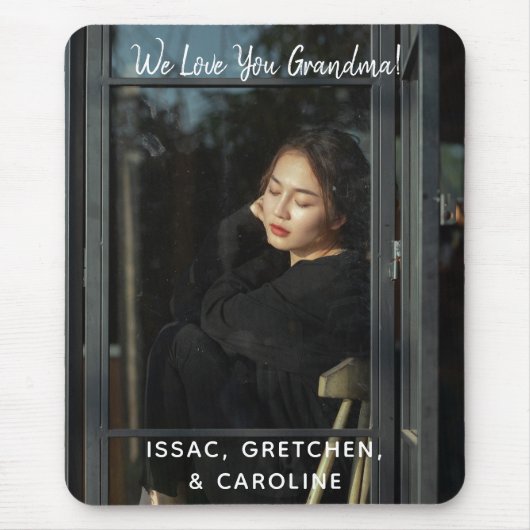 Personalisiert We Liebe You Oma Foto Script Mousepad (Vorne)
