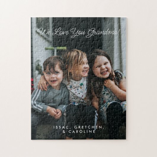 Personalisiert We Liebe You Oma Foto Script Puzzle (Vertikal)