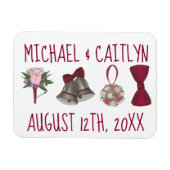 Personalisiert Wedding Bell Blume Bowtie Bouquet Magnet (Horizontal)